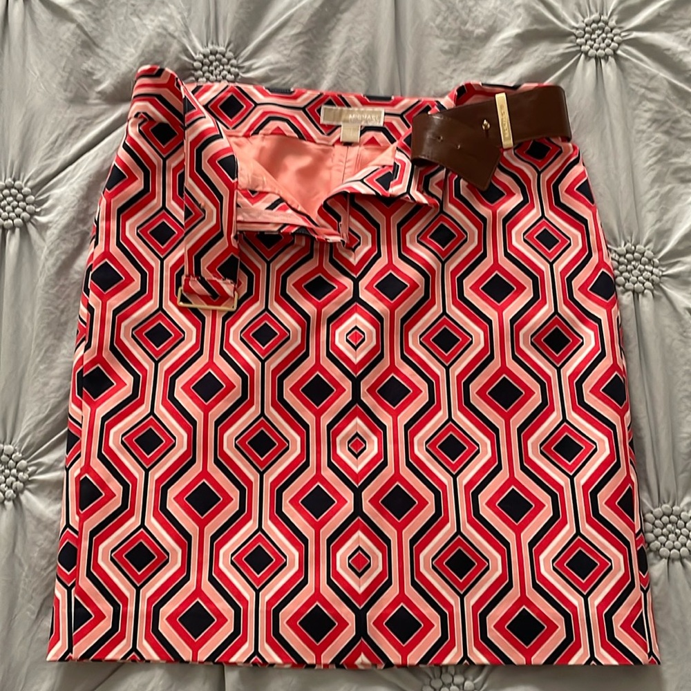 Michael Michael Kors Geometric Skirt with Belt 10